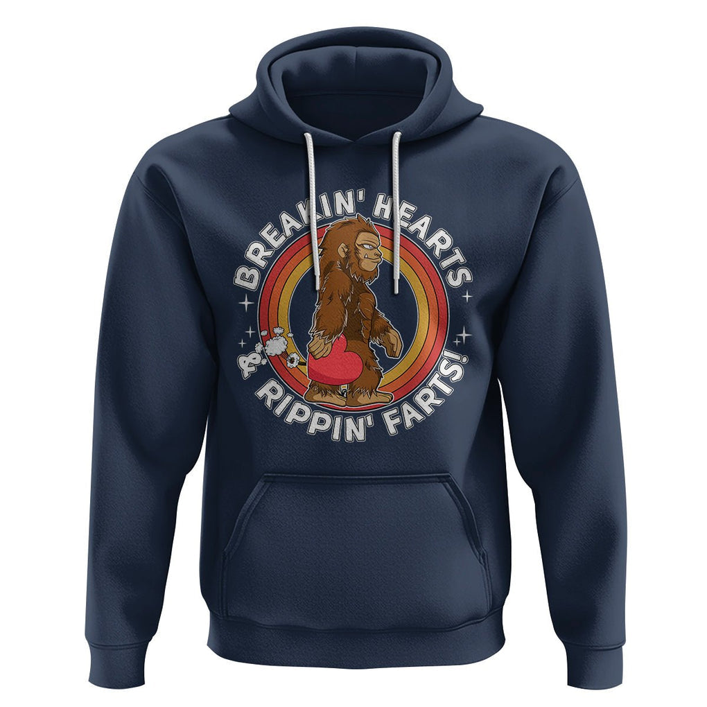 Bigfoot Breakin Hearts & Rippin Farts! Cute Sasquatch Hoodie TS09 Navy Printyourwear