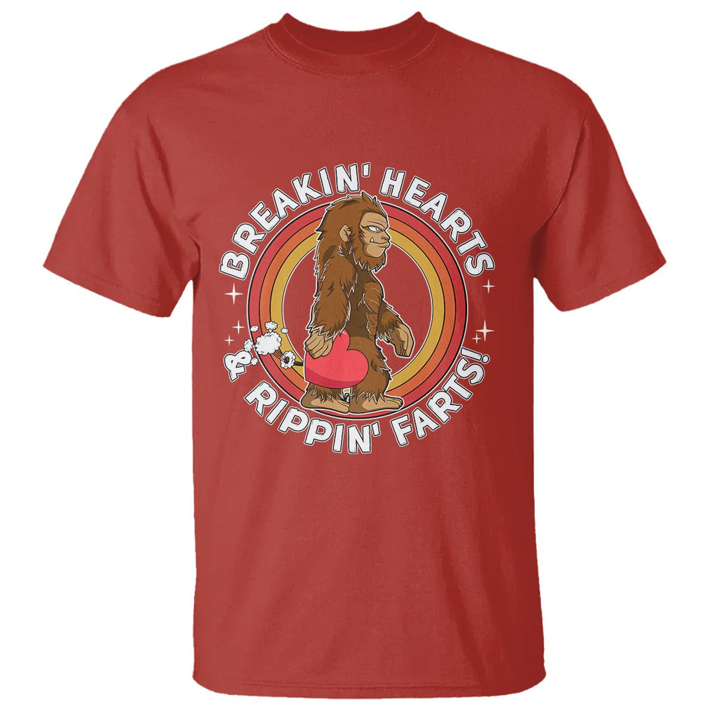 Bigfoot Breakin Hearts & Rippin Farts! Cute Sasquatch T Shirt TS09 Red Printyourwear