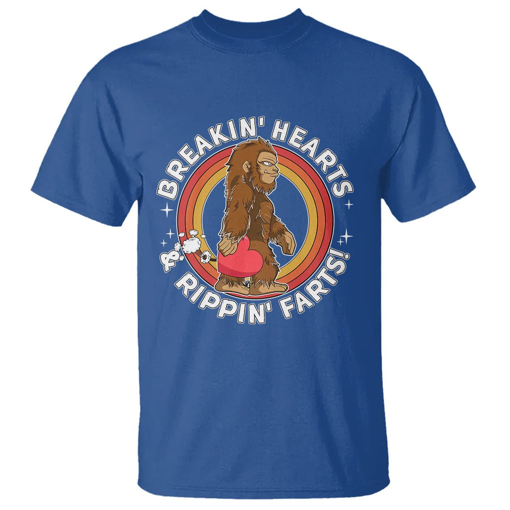 Bigfoot Breakin Hearts & Rippin Farts! Cute Sasquatch T Shirt TS09 Royal Blue Printyourwear