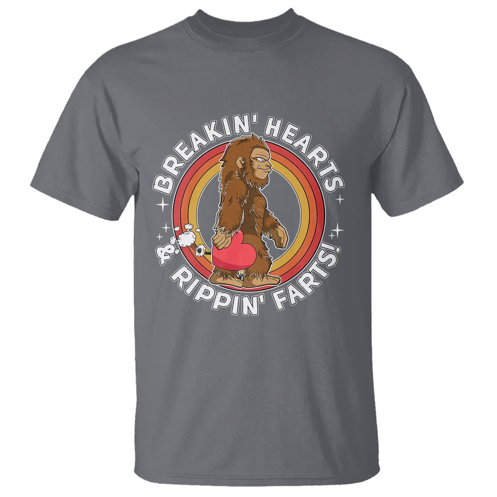 Bigfoot Breakin Hearts & Rippin Farts! Cute Sasquatch T Shirt TS09 Charcoal Printyourwear