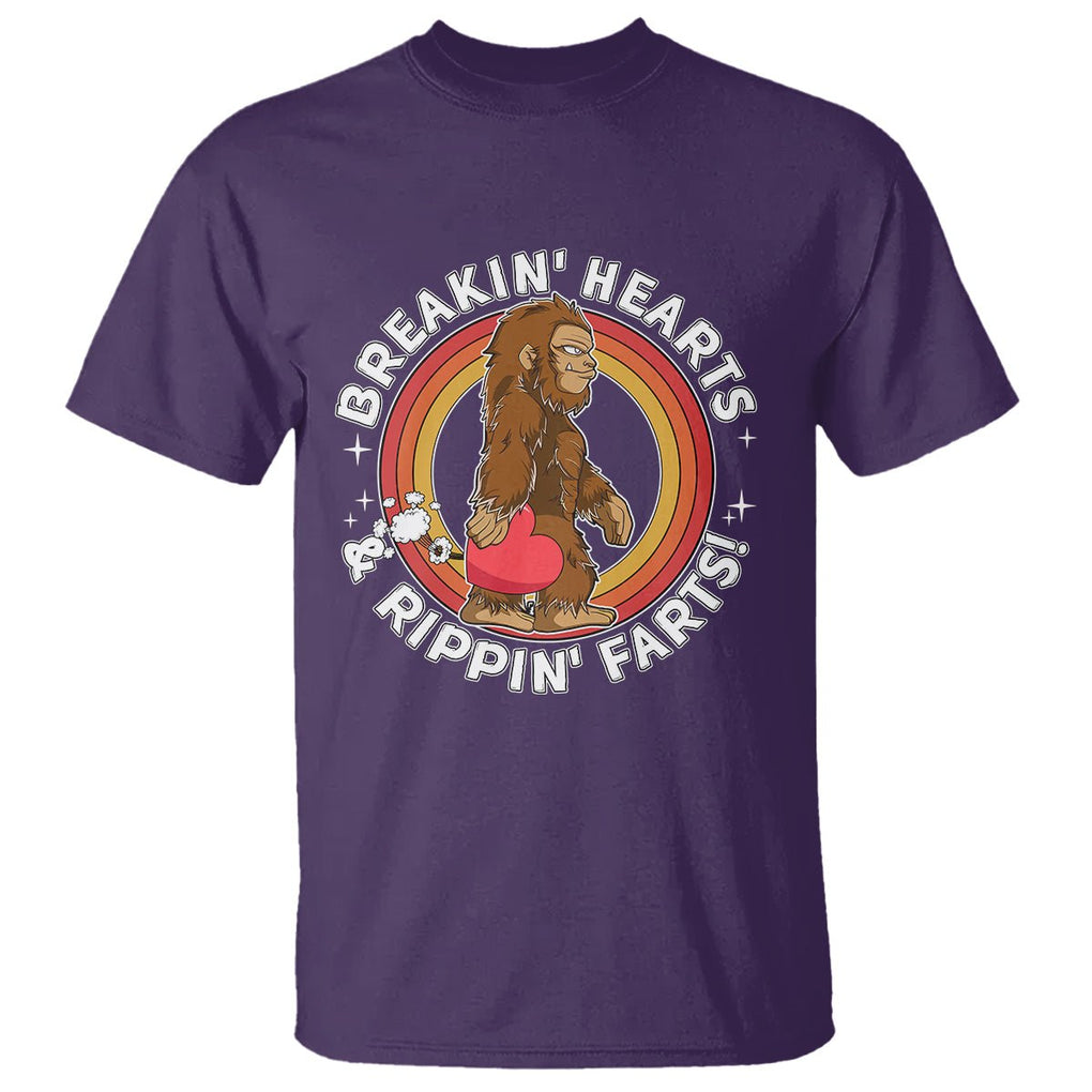 Bigfoot Breakin Hearts & Rippin Farts! Cute Sasquatch T Shirt TS09 Purple Printyourwear