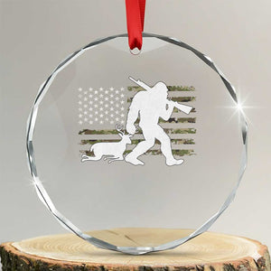 Bigfoot Camo Deer Hunting Crystal Glass Ornament Camo USA Flag Buck Season Sasquatch TS10 Transparent Glass 3'' Circle Print Your Wear