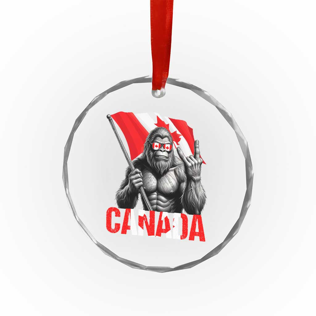 Bigfoot Canada Flag Crystal Glass Ornament Canadian Maple Leaf Patriotic Sasquatch TS10 Print Your Wear