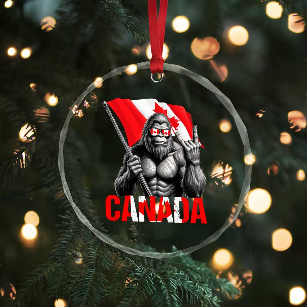 Bigfoot Canada Flag Crystal Glass Ornament Canadian Maple Leaf Patriotic Sasquatch TS10 Print Your Wear