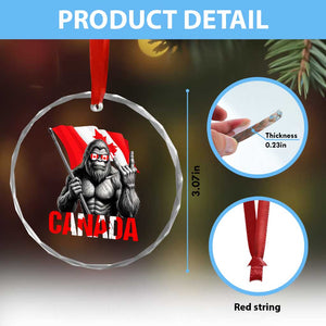 Bigfoot Canada Flag Crystal Glass Ornament Canadian Maple Leaf Patriotic Sasquatch TS10 Print Your Wear