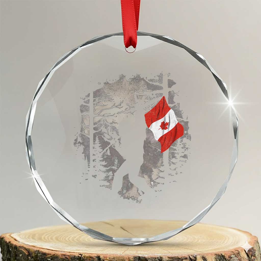 Bigfoot Canada Flag Crystal Glass Ornament Retro Sasquatch Forest Rock On TS10 Transparent Glass 3'' Circle Print Your Wear