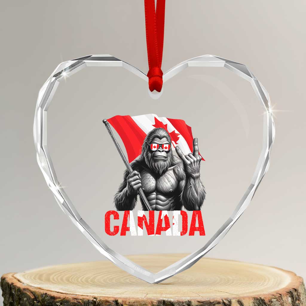 Bigfoot Canada Flag Heart Crystal Glass Ornament Canadian Maple Leaf Patriotic Sasquatch TS10 Transparent Glass 3'' Heart Print Your Wear