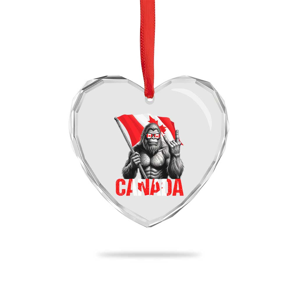 Bigfoot Canada Flag Heart Crystal Glass Ornament Canadian Maple Leaf Patriotic Sasquatch TS10 Print Your Wear