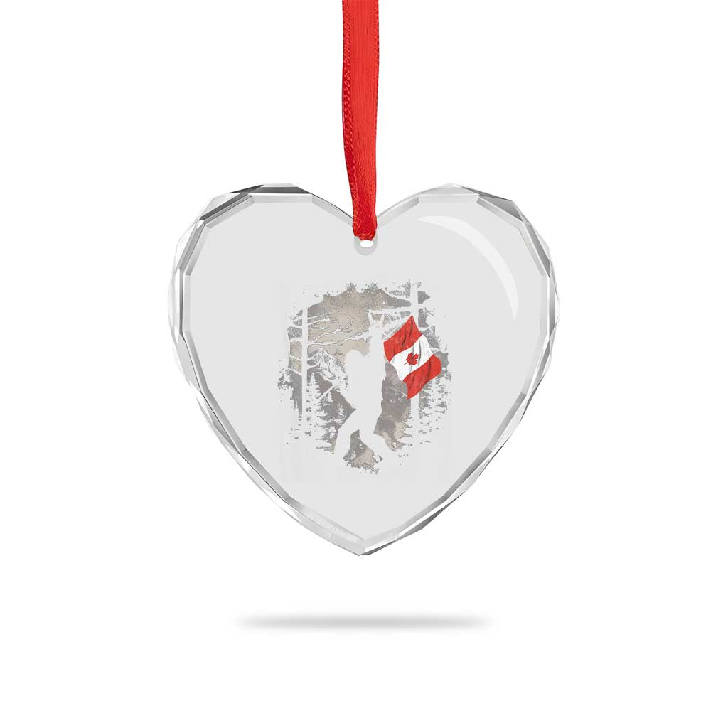 Bigfoot Canada Flag Heart Crystal Glass Ornament Retro Sasquatch Forest Rock On TS10 Print Your Wear