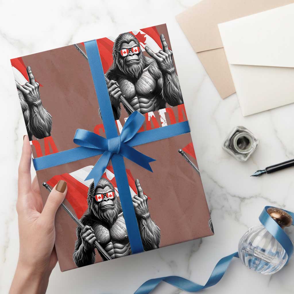Bigfoot Canada Flag Wrapping Paper Roll Canadian Maple Leaf Patriotic Sasquatch TS10 Mocha Print Your Wear