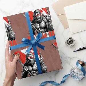 Bigfoot Canada Flag Wrapping Paper Roll Canadian Maple Leaf Patriotic Sasquatch TS10 Mocha Print Your Wear
