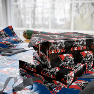 Bigfoot Canada Flag Wrapping Paper Roll Canadian Maple Leaf Patriotic Sasquatch TS10 Black Print Your Wear