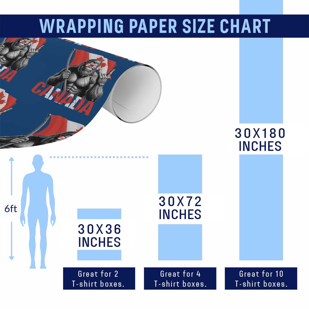 Bigfoot Canada Flag Wrapping Paper Roll Canadian Maple Leaf Patriotic Sasquatch TS10 Print Your Wear