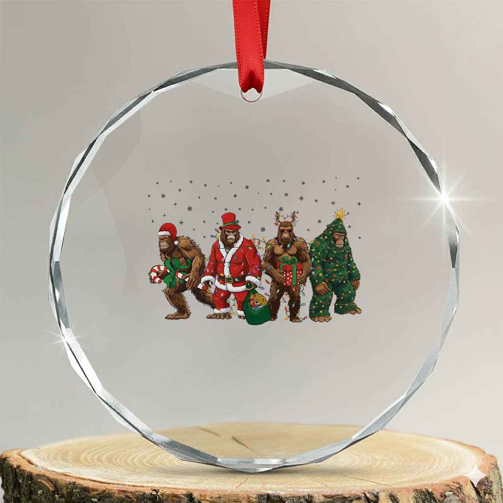 Bigfoot Christmas Cosplay Crystal Glass Ornament Funny Holiday Gift TS12 Transparent Glass 3'' Circle Print Your Wear