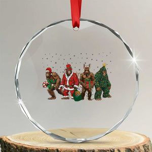 Bigfoot Christmas Cosplay Crystal Glass Ornament Funny Holiday Gift TS12 Transparent Glass 3'' Circle Print Your Wear