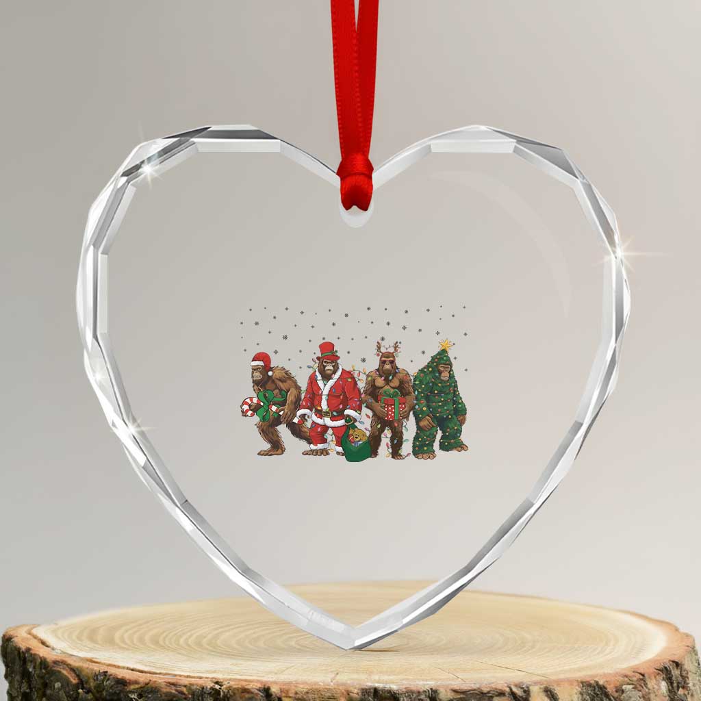 Bigfoot Christmas Cosplay Heart Crystal Glass Ornament Funny Holiday Gift TS12 Transparent Glass 3'' Heart Print Your Wear