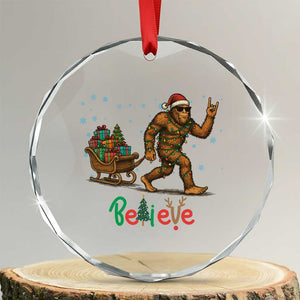 Bigfoot Christmas Crystal Glass Ornament Believe Funny Holiday Gift TS12 Transparent Glass 3'' Circle Print Your Wear