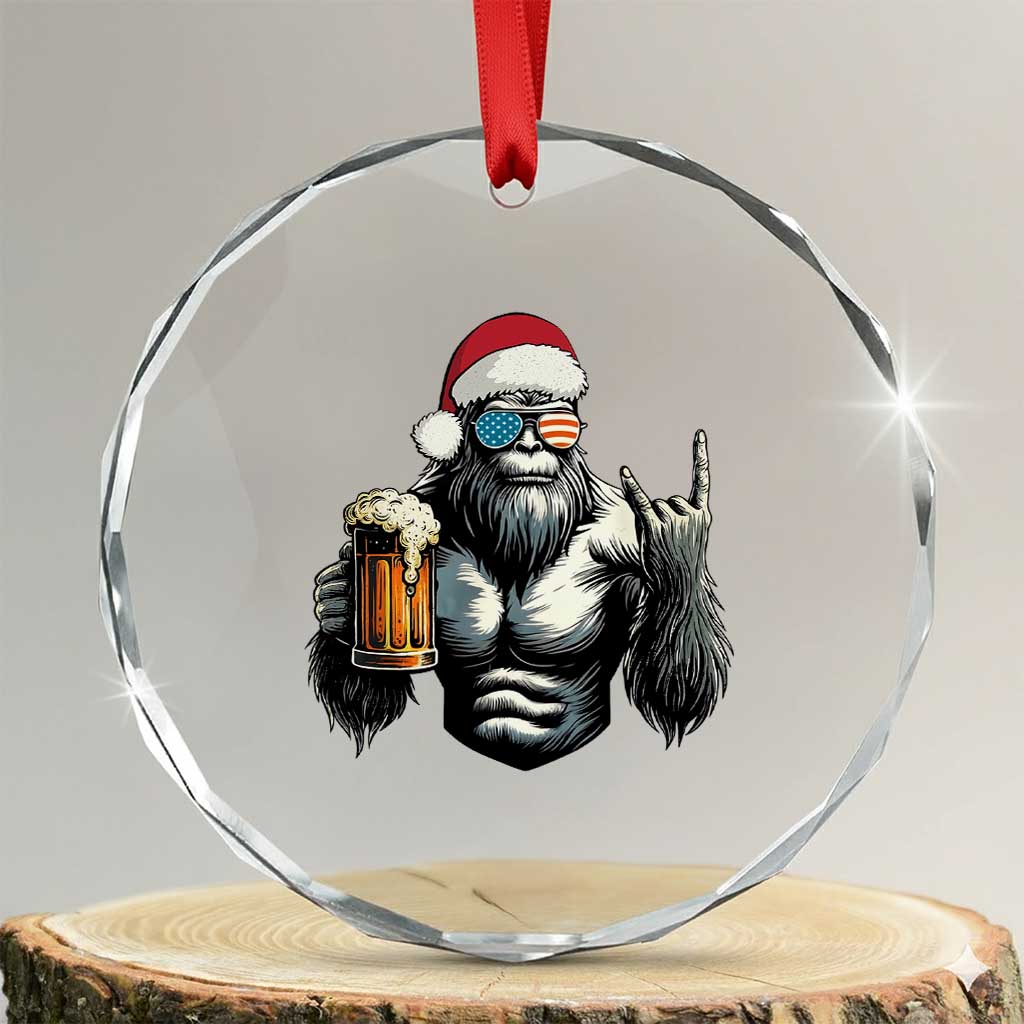 Bigfoot Christmas Crystal Glass Ornament Most Wonderful Xmas Sasquatch Beer TS10 Transparent Glass 3'' Circle Print Your Wear