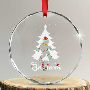 Bigfoot Christmas Crystal Glass Ornament Santa Bigfoot Xmas Tree Funny Sasquatch Yeti TS10 Transparent Glass 3'' Circle Print Your Wear