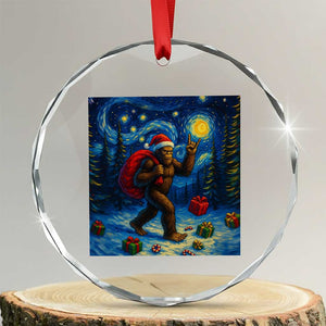 Bigfoot Christmas Crystal Glass Ornament Starry Night Van Gogh TS14 Transparent Glass 3'' Circle Print Your Wear