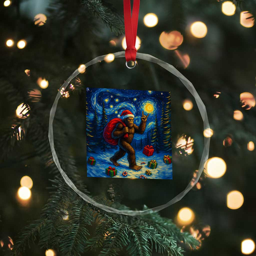 Bigfoot Christmas Crystal Glass Ornament Starry Night Van Gogh TS14 Print Your Wear