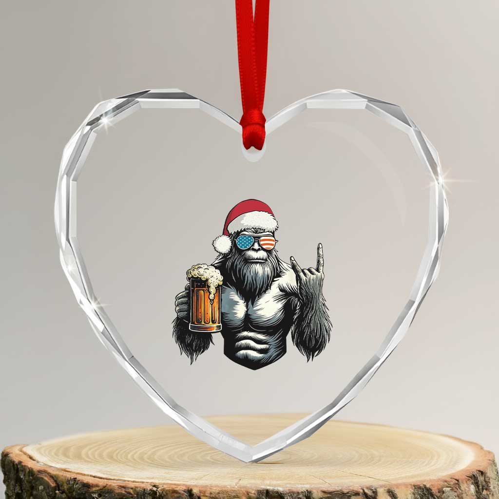 Bigfoot Christmas Heart Crystal Glass Ornament Most Wonderful Xmas Sasquatch Beer TS10 Transparent Glass 3'' Heart Print Your Wear