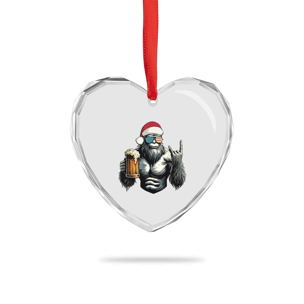 Bigfoot Christmas Heart Crystal Glass Ornament Most Wonderful Xmas Sasquatch Beer TS10 Print Your Wear