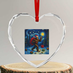Bigfoot Christmas Heart Crystal Glass Ornament Starry Night Van Gogh TS14 Transparent Glass 3'' Heart Print Your Wear