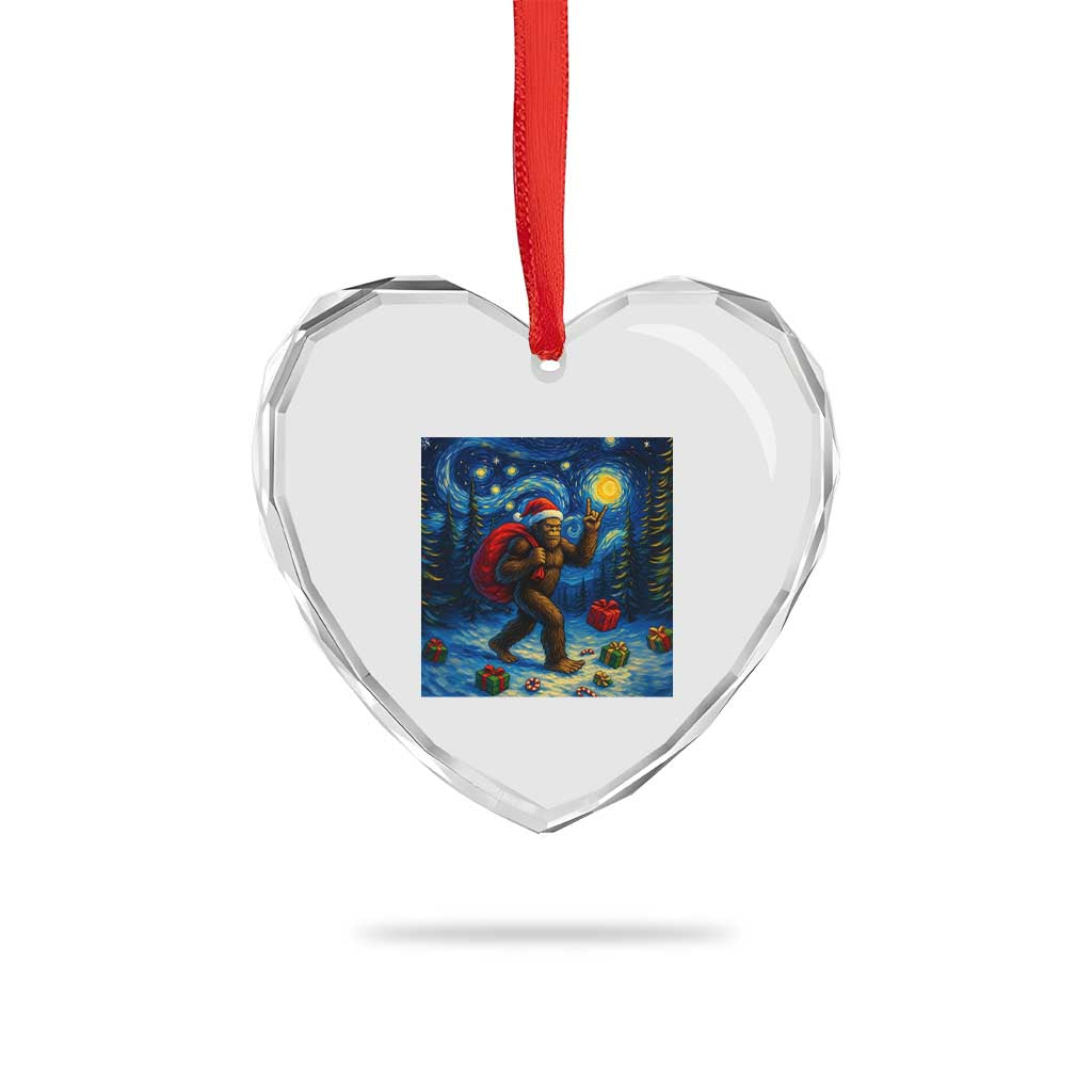 Bigfoot Christmas Heart Crystal Glass Ornament Starry Night Van Gogh TS14 Print Your Wear