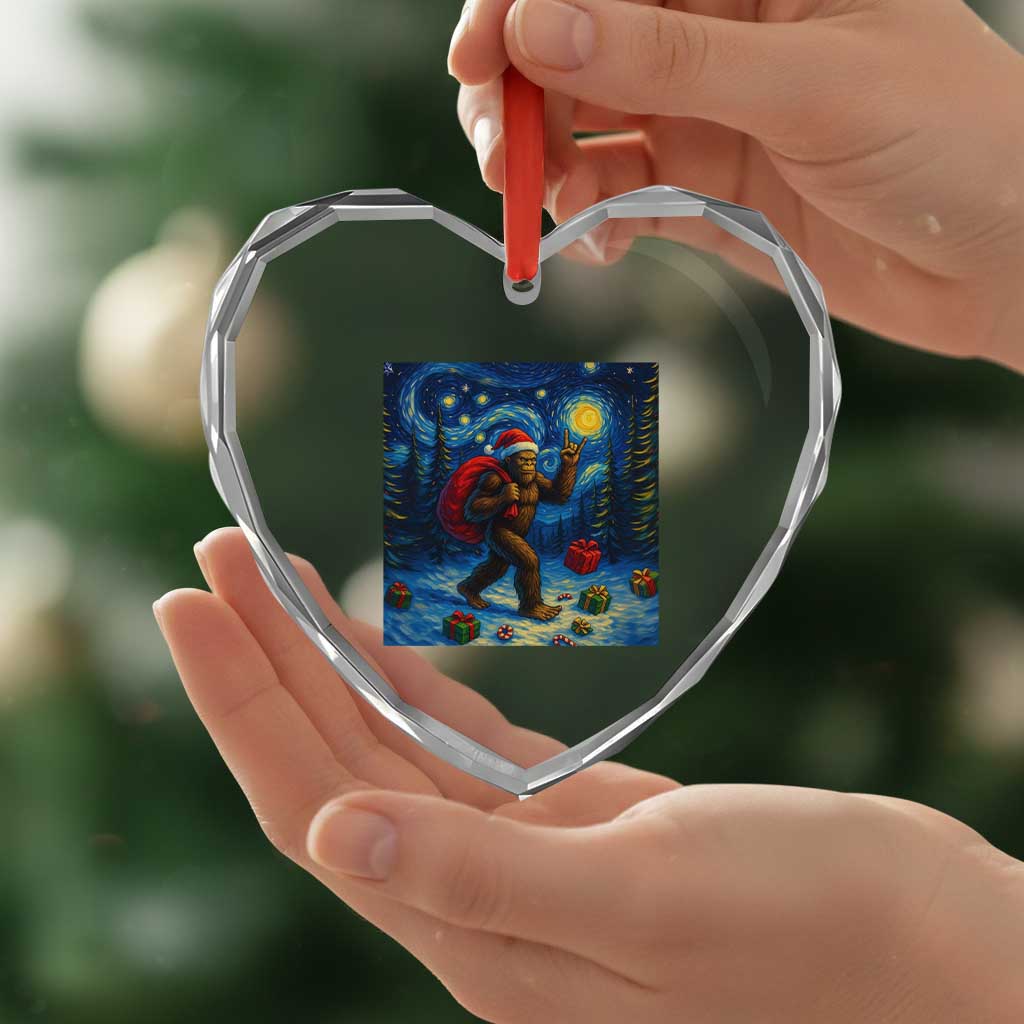 Bigfoot Christmas Heart Crystal Glass Ornament Starry Night Van Gogh TS14 Print Your Wear