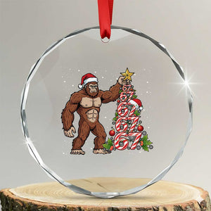 Bigfoot Christmas Tree 67 Crystal Glass Ornament Holiday Six Seven Meme Brainrot Gift TS12 Transparent Glass 3'' Circle Print Your Wear