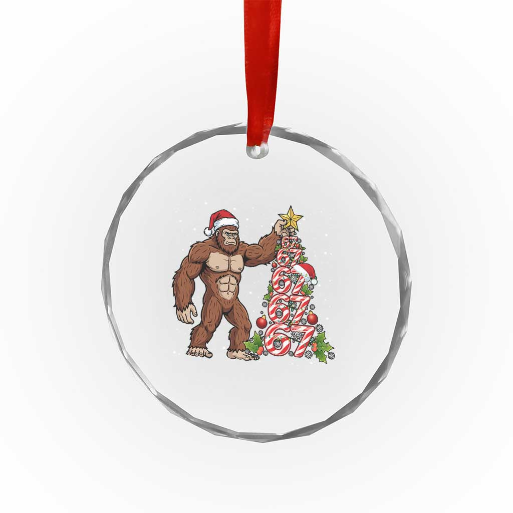 Bigfoot Christmas Tree 67 Crystal Glass Ornament Holiday Six Seven Meme Brainrot Gift TS12 Print Your Wear