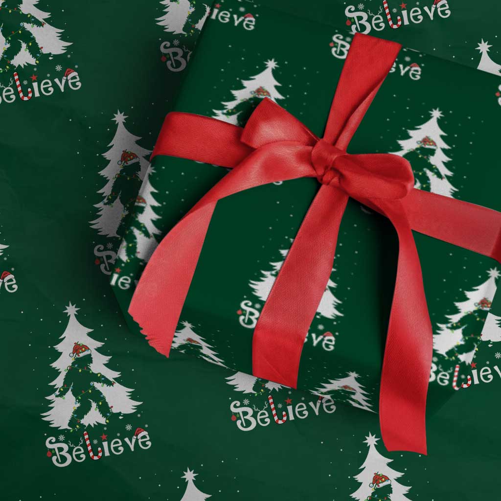 Bigfoot Christmas Wrapping Paper Roll Santa Bigfoot Xmas Tree Funny Sasquatch Yeti TS10 Green Print Your Wear