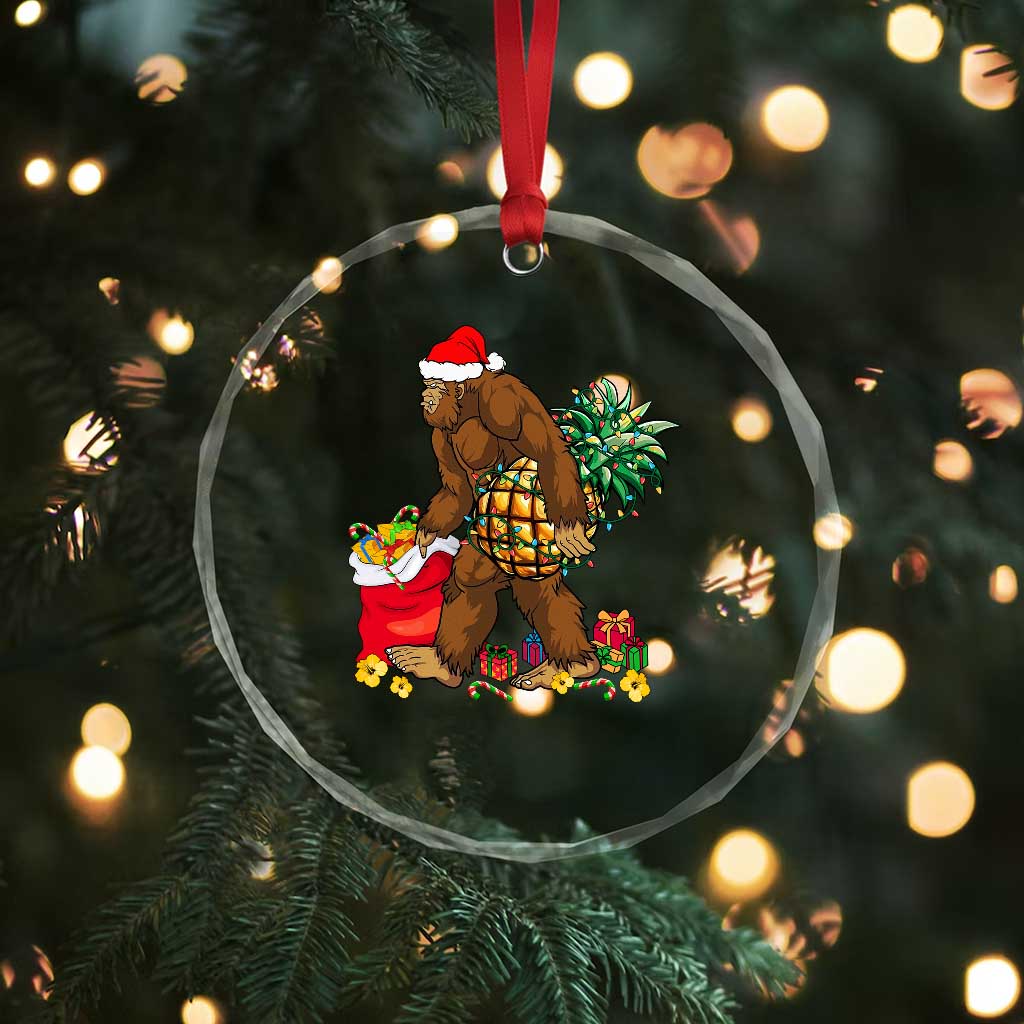 Bigfoot Crystal Glass Ornament Pineapple Tree Lights Funny Hawaiian Xmas Sasquatch Lovers TS10 Print Your Wear