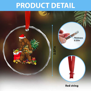 Bigfoot Crystal Glass Ornament Pineapple Tree Lights Funny Hawaiian Xmas Sasquatch Lovers TS10 Print Your Wear