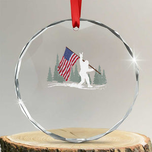 Bigfoot Crystal Glass Ornament Sasquatch American Flag Patriotic TS10 Transparent Glass 3'' Circle Print Your Wear