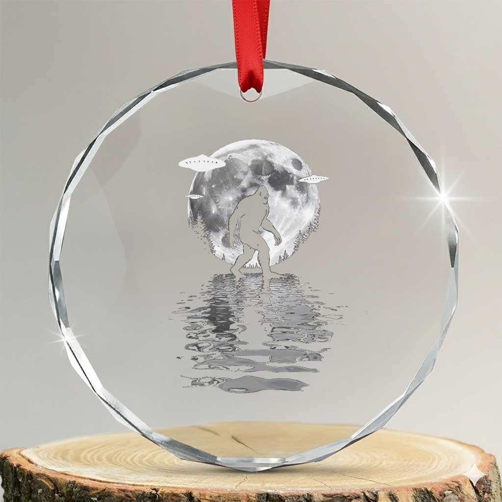 Bigfoot Crystal Glass Ornament Sasquatch Under The Moon Cryptid TS02 Transparent Glass 3'' Circle Print Your Wear