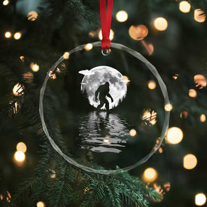 Bigfoot Crystal Glass Ornament Sasquatch Under The Moon Cryptid - Print Your Wear