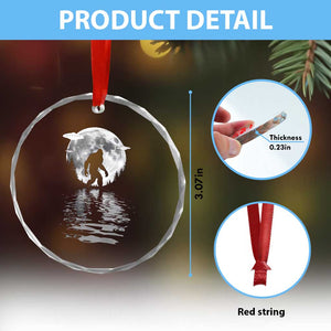 Bigfoot Crystal Glass Ornament Sasquatch Under The Moon Cryptid - Print Your Wear