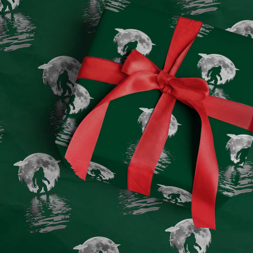 Bigfoot Wrapping Paper Roll Sasquatch Under The Moon Cryptid TS02 Green Print Your Wear