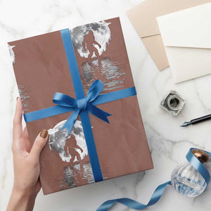 Bigfoot Wrapping Paper Roll Sasquatch Under The Moon Cryptid TS02 Mocha Print Your Wear