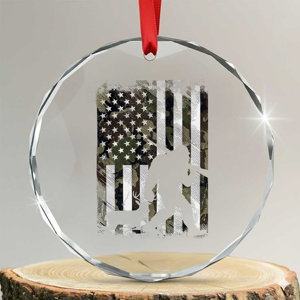 Bigfoot Deer Hunting Crystal Glass Ornament Camo US Flag Deer Elk Buck Hunting Hunter Dad TS10 Transparent Glass 3'' Circle Print Your Wear