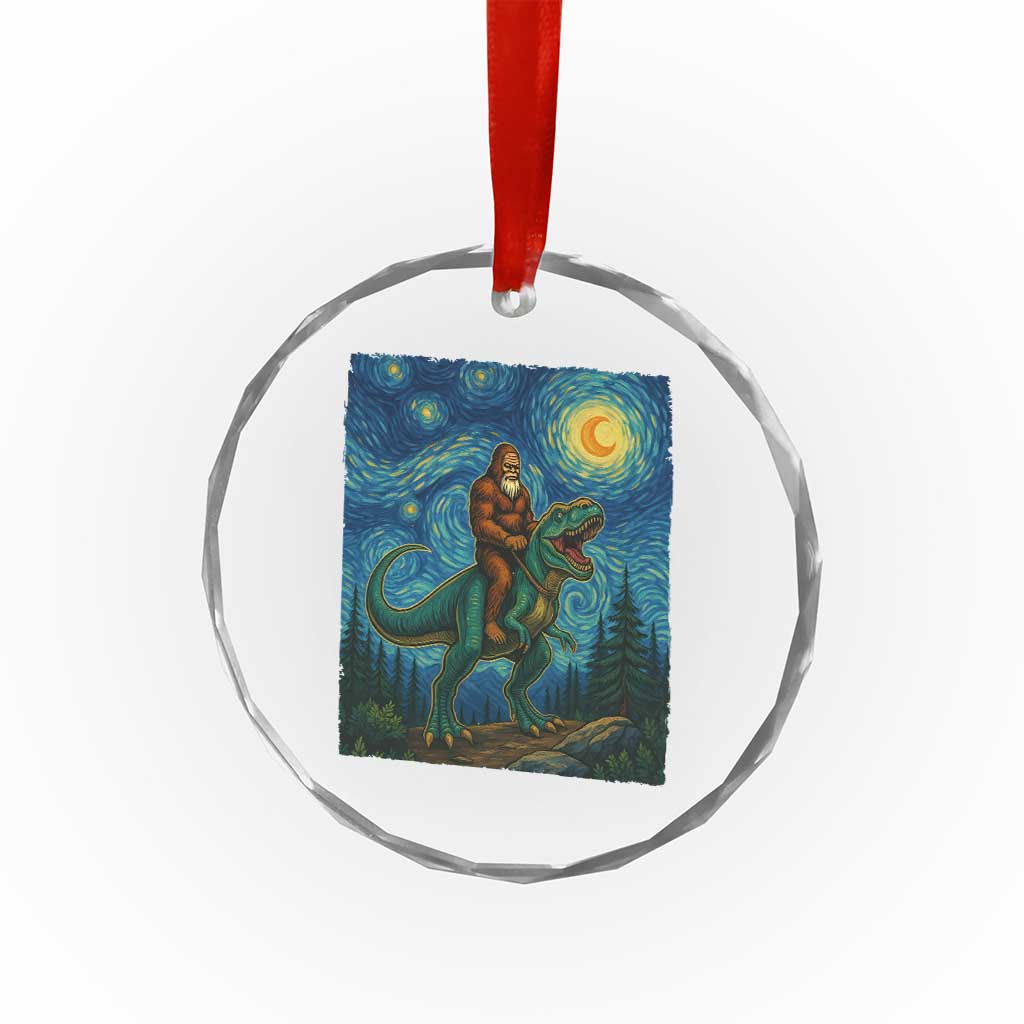 Bigfoot Dinosaur Crystal Glass Ornament Funny Prehistoric Starry Night Van Gogh TS12 Print Your Wear