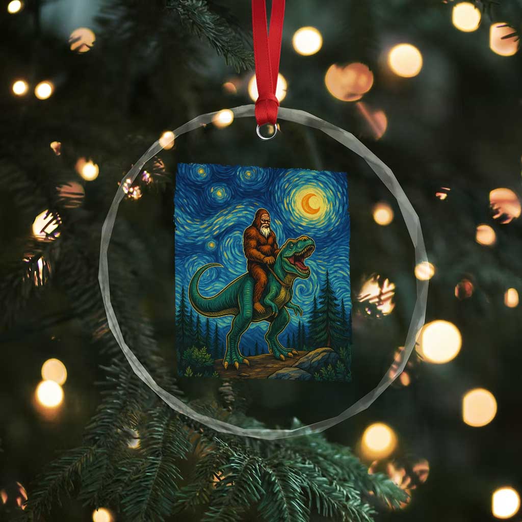 Bigfoot Dinosaur Crystal Glass Ornament Funny Prehistoric Starry Night Van Gogh TS12 Print Your Wear