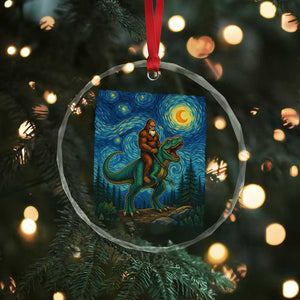 Bigfoot Dinosaur Crystal Glass Ornament Funny Prehistoric Starry Night Van Gogh TS12 Print Your Wear