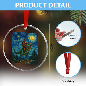 Bigfoot Dinosaur Crystal Glass Ornament Funny Prehistoric Starry Night Van Gogh TS12 Print Your Wear