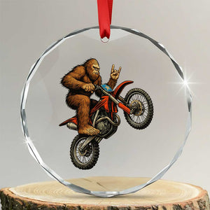 Bigfoot Dirt Bike Crystal Glass Ornament Motocross Sasquatch Rock On Hand TS14 Transparent Glass 3'' Circle Print Your Wear