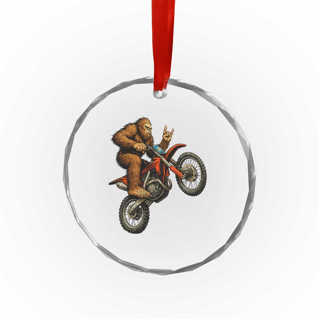 Bigfoot Dirt Bike Crystal Glass Ornament Motocross Sasquatch Rock On Hand TS14 Print Your Wear