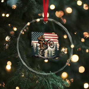 Bigfoot Dirt Bike Crystal Glass Ornament Patriotic Sasquatch American Flag TS14 Print Your Wear