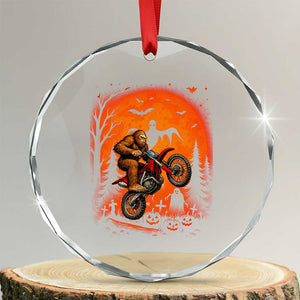 Bigfoot Dirt Bike Crystal Glass Ornament Sasquatch Halloween Creepy Biker TS14 Transparent Glass 3'' Circle Print Your Wear